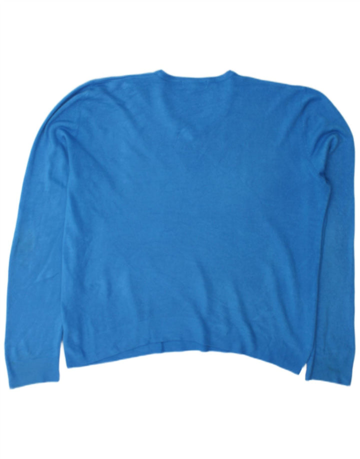 Marks & Spencer Męski sweter z dekoltem w kształcie litery V, XL, niebieski, akryl