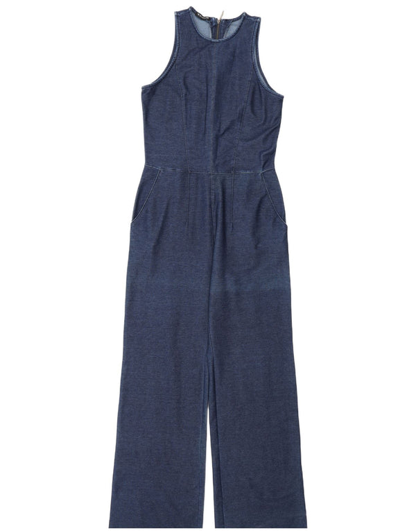Damyller Womens Sleeveless Denim Jumpsuit UK 10 Small Navy Blue Cotton