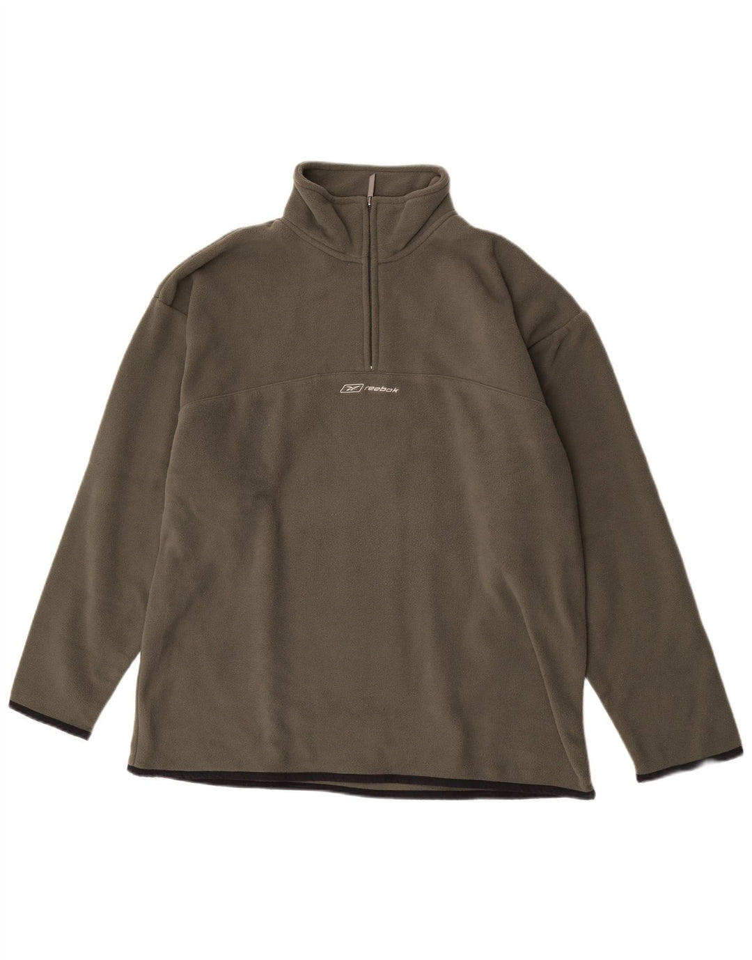Męski sweter Reebok z zamkiem błyskawicznym, dużym poliestrem w kolorze khaki