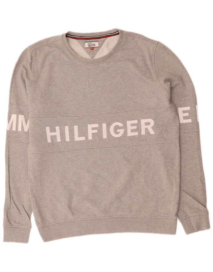 Męska bluza z grafiką TOMMY HILFIGER XL, szara, bawełniana