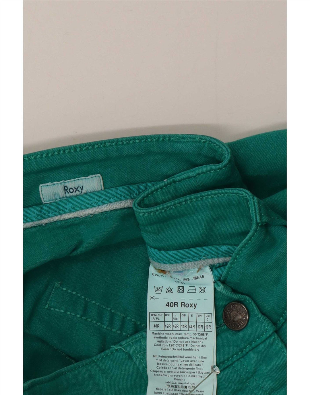 Damskie jeansy Roxy Slim UK 14 Large W30 L30 Zielona bawełna