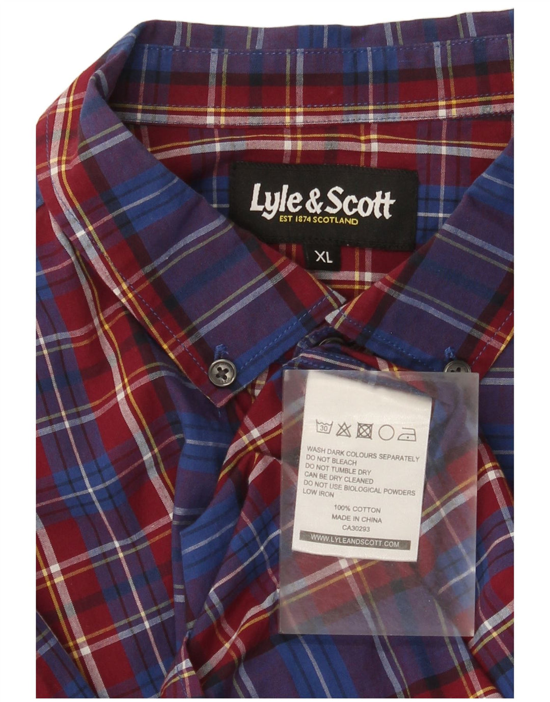 Koszula męska Lyle & Scott, bawełniana, niebieska w kratkę, XL