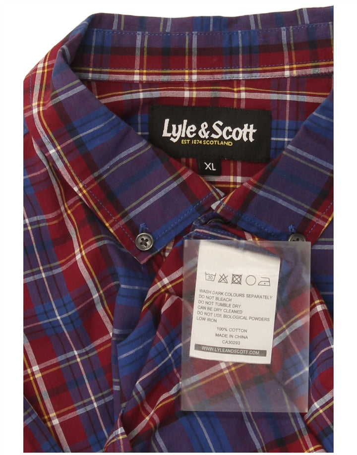 Koszula męska Lyle & Scott, bawełniana, niebieska w kratkę, XL