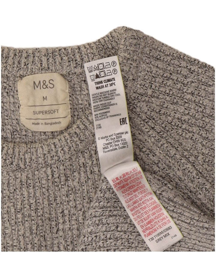 Marks & Spencer Damski sweter z okrągłym dekoltem UK 12, średni szary nakrapiany