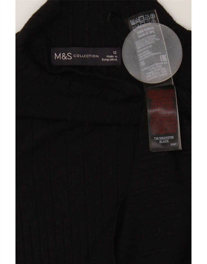 Marks & Spencer Damski sweter z golfem UK 12, średni czarny wiskoza