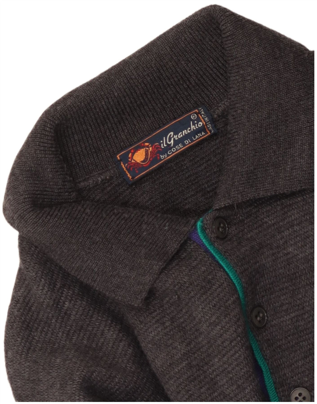 Il Granchio Męski sweter polo z dekoltem w kolorze średnioszarym Argyle/Diament