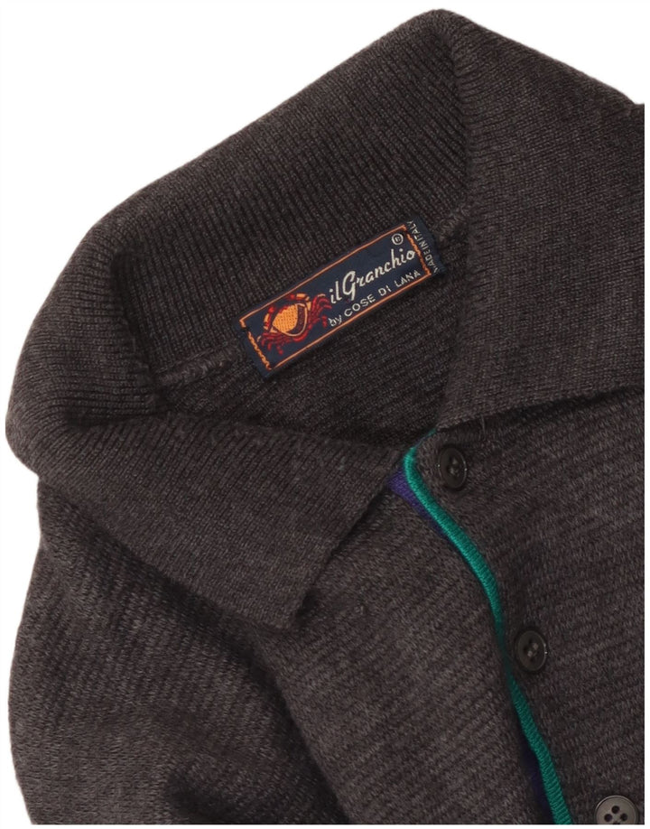 Il Granchio Męski sweter polo z dekoltem w kolorze średnioszarym Argyle/Diament