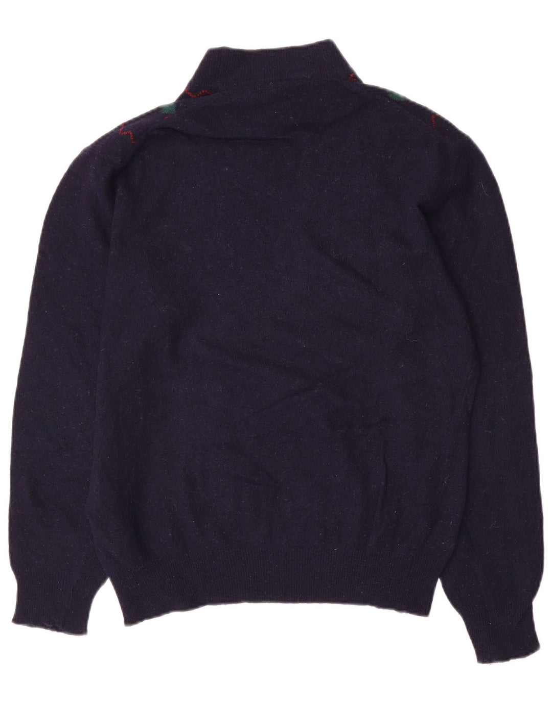 Vintage męski sweter z golfem, średni granatowy Argyle/diament