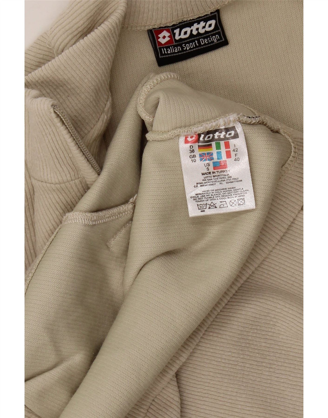 LOTTO Womens Oversized Tracksuit Top Jacket UK 10 Small Beige Cotton Vintage Lotto and Second-Hand Lotto from Messina Hembry 