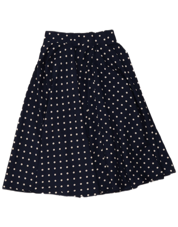 VINTAGE Womens A-Line Skirt IT 42 Medium W24 Navy Blue Polka Dot