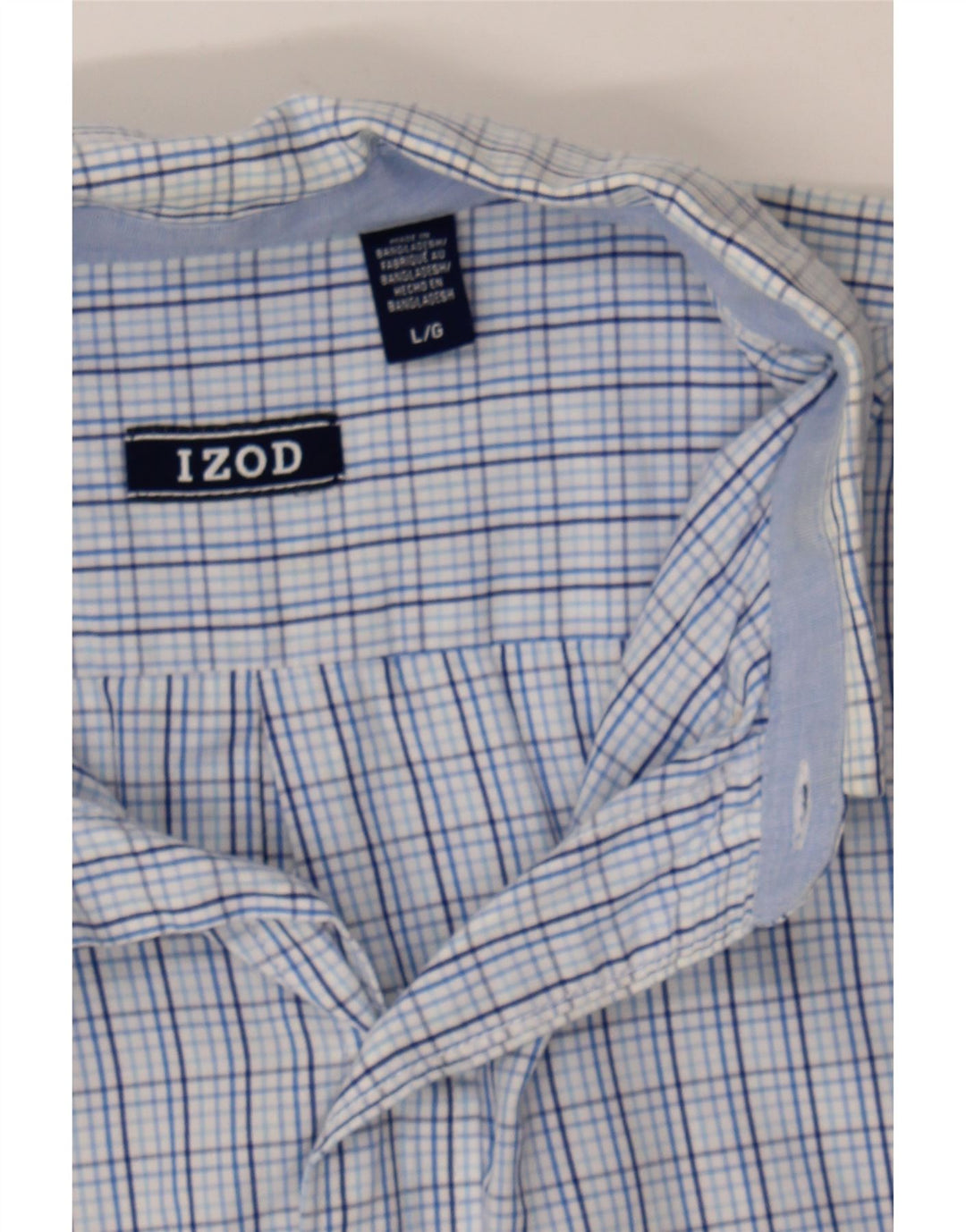 IZOD Mens Shirt Large Blue Check Cotton Vintage Izod and Second-Hand Izod from Messina Hembry 