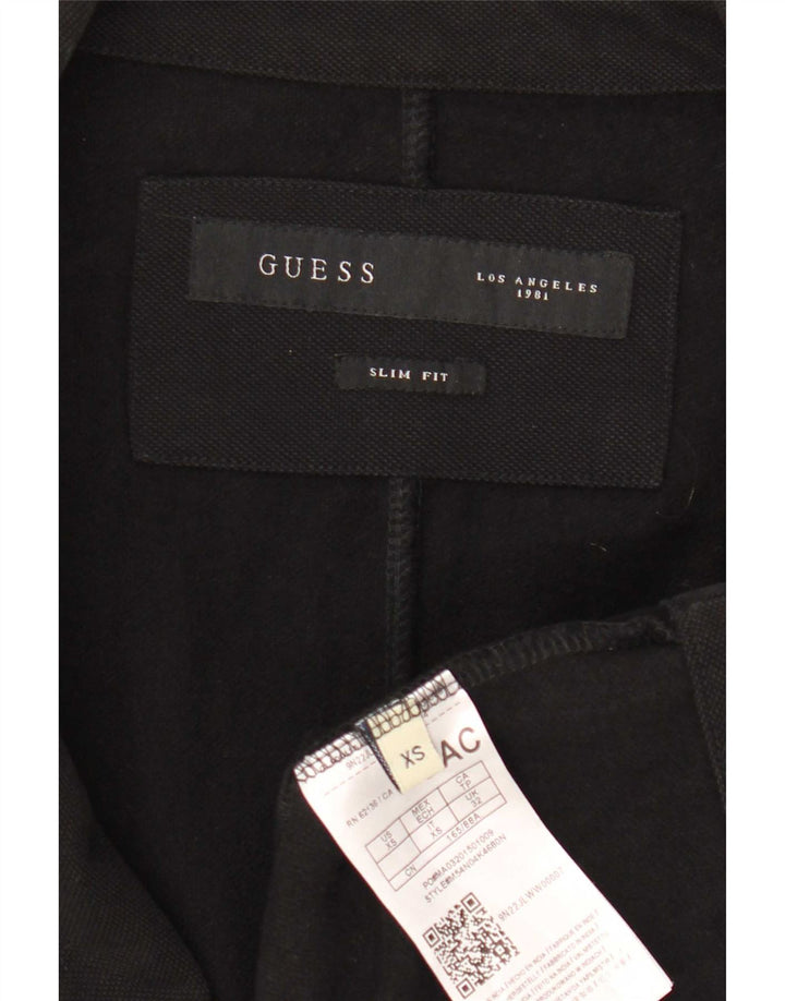 Męska marynarka Guess zapinana na 2 guziki, slim fit UK 32 2XS, czarna bawełna