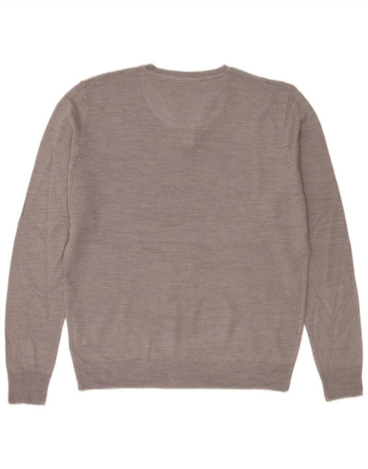 Męski sweter z okrągłym dekoltem Pierre Cardin, średnioszary, akrylowy