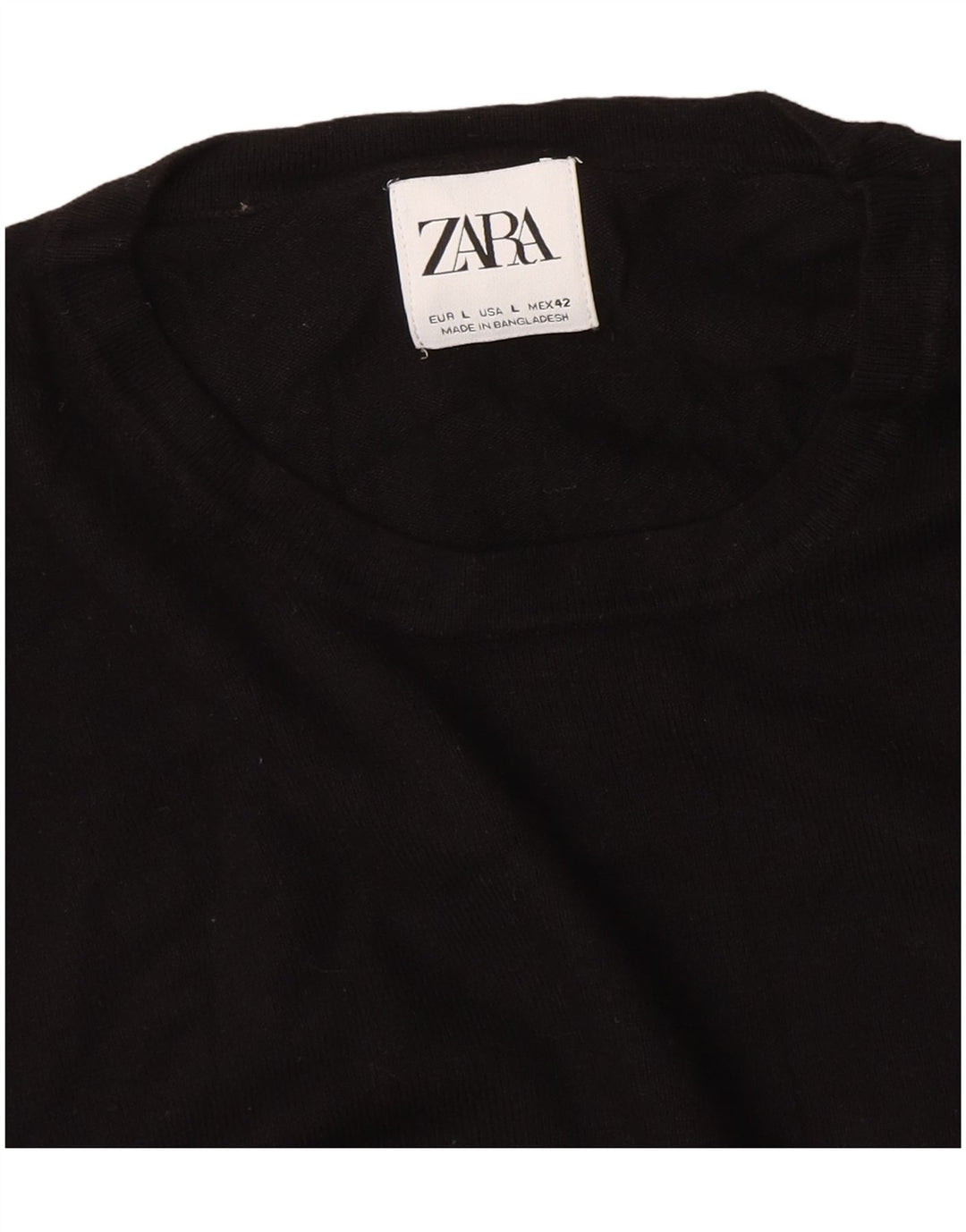 Sweter damski Zara z okrągłym dekoltem UK 14, duży, czarny