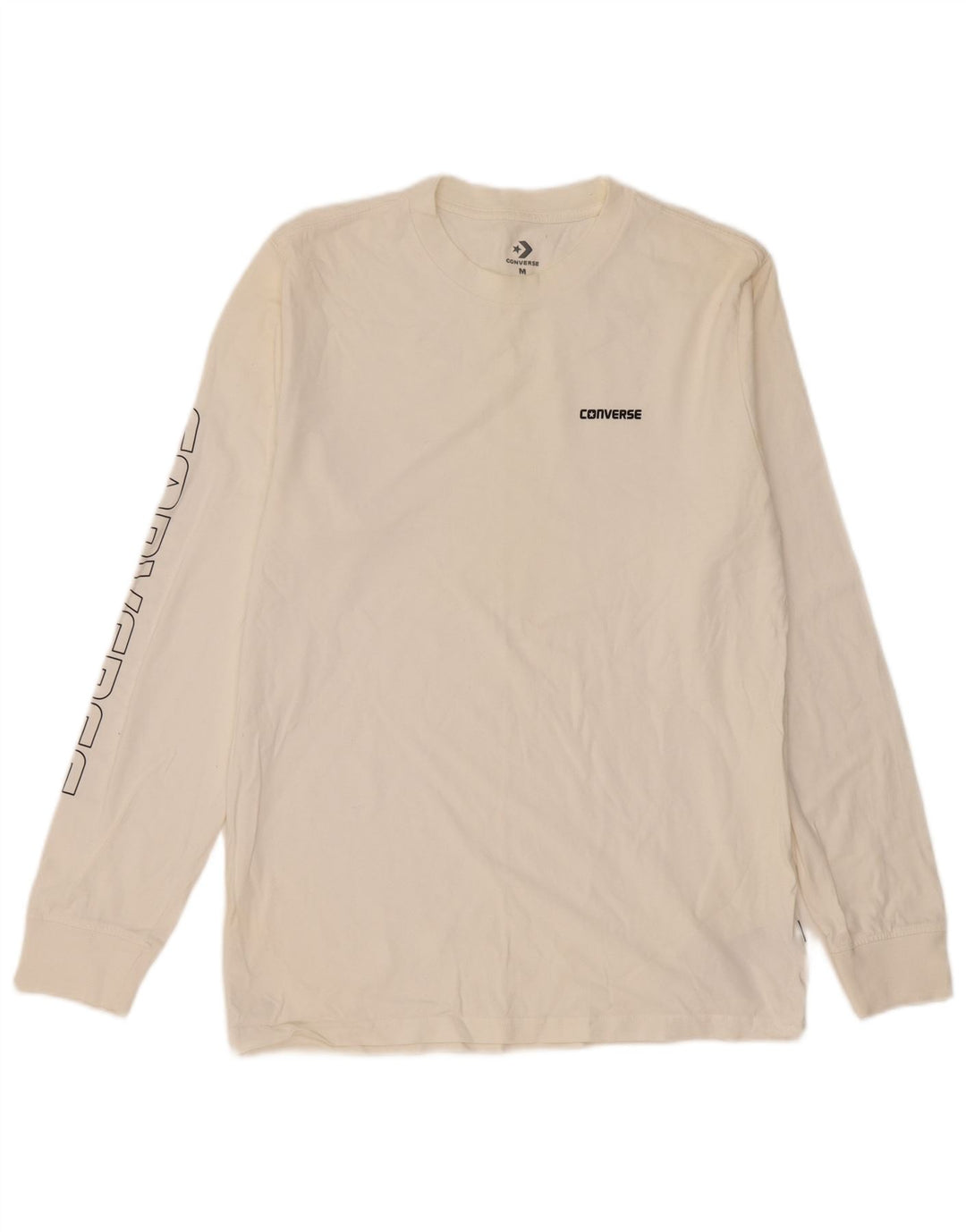 Converse Męski graficzny top z długim rękawem, średniej wielkości, biały, bawełniany