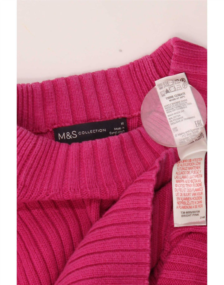 Marks & Spencer Damski sweter z golfem, UK 14, średni różowy, bawełniany