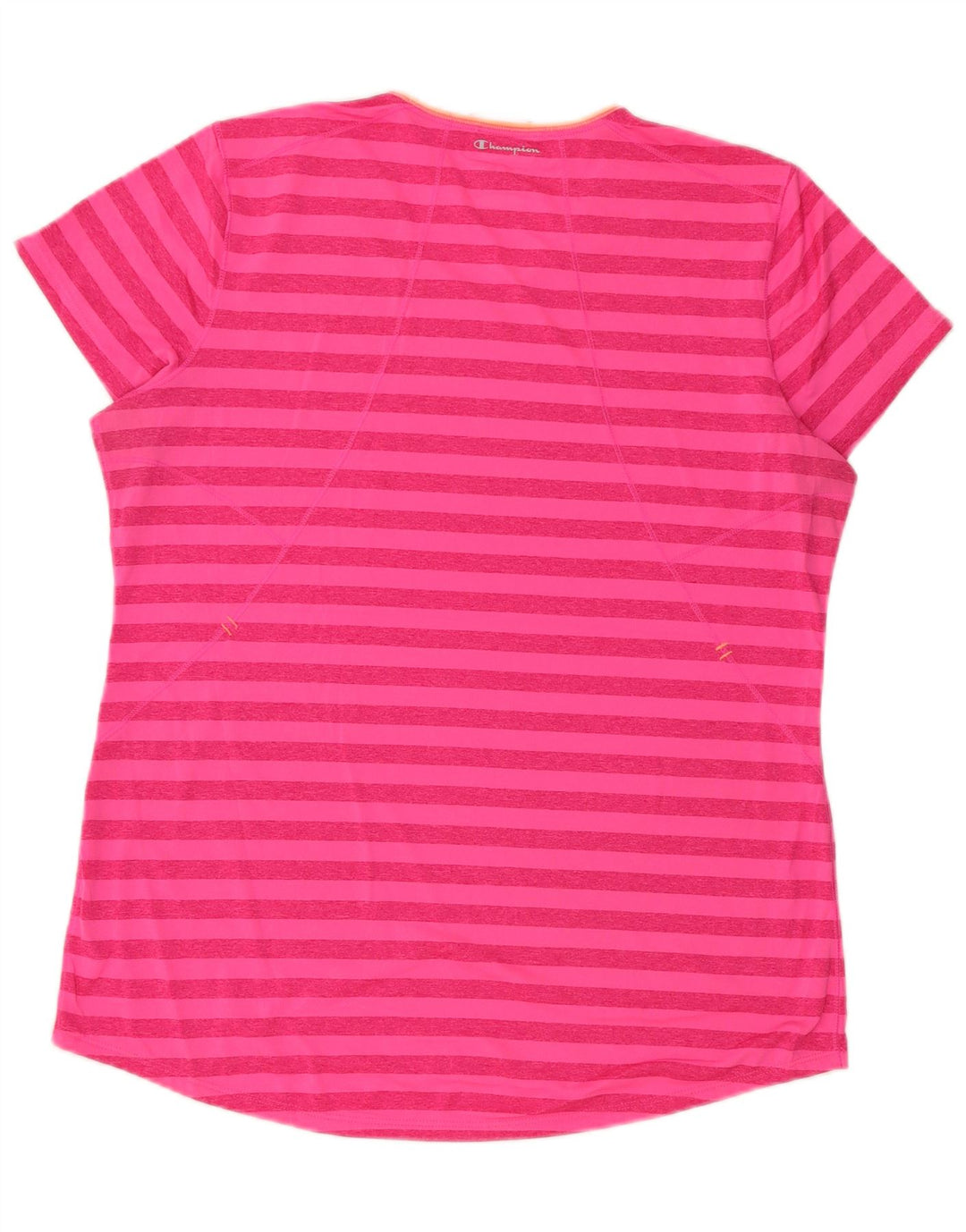 T-shirt damski Champion UK 16, duży, różowy, poliestrowy w paski