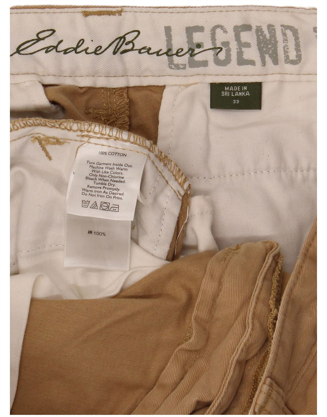 Męskie spodenki chino EDDIE BAUER W33, średnia bawełna khaki