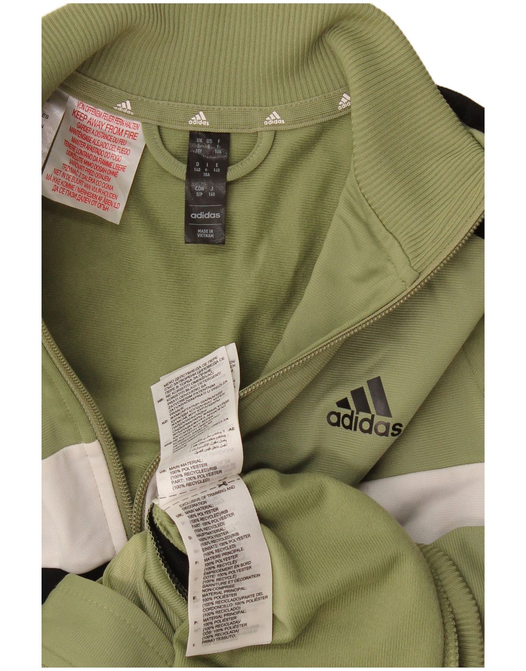 Chłopięca kurtka dresowa Adidas 9-10 lat Khaki, poliester z blokami kolorów