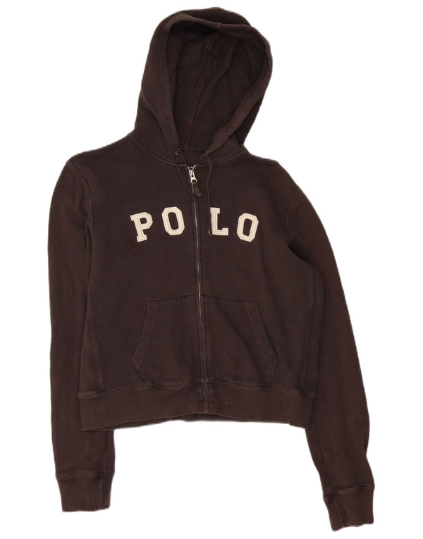 POLO RALPH LAUREN Damski sweter z kapturem i zamkiem błyskawicznym, UK 16, duży brązowy