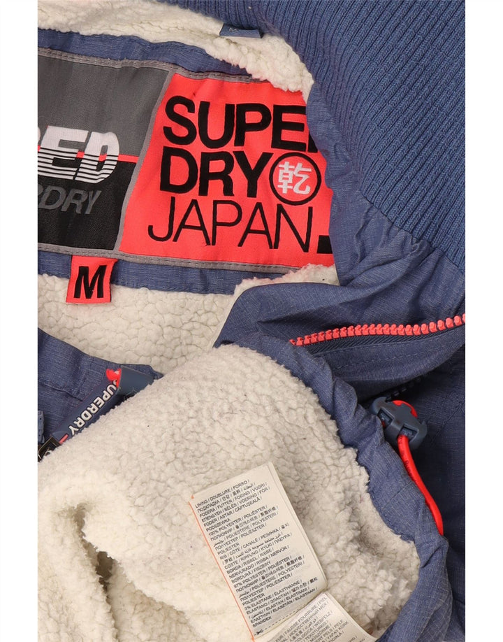 Damska kurtka wiatrówka Superdry z kapturem Sherpa UK 14, średni niebieski