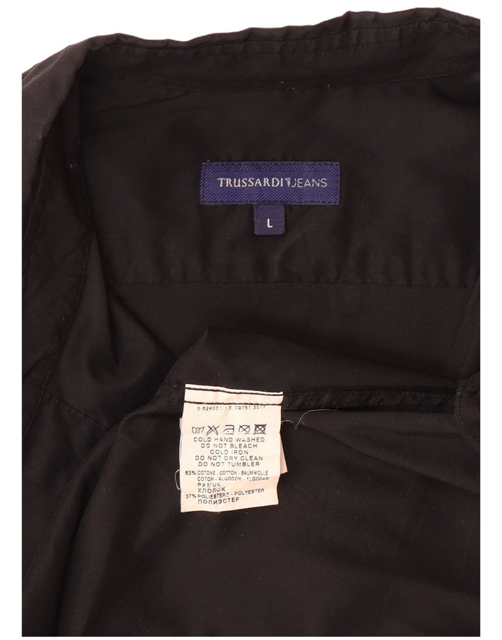 Koszula męska TRUSSARDI JEANS, duża, czarna, bawełniana