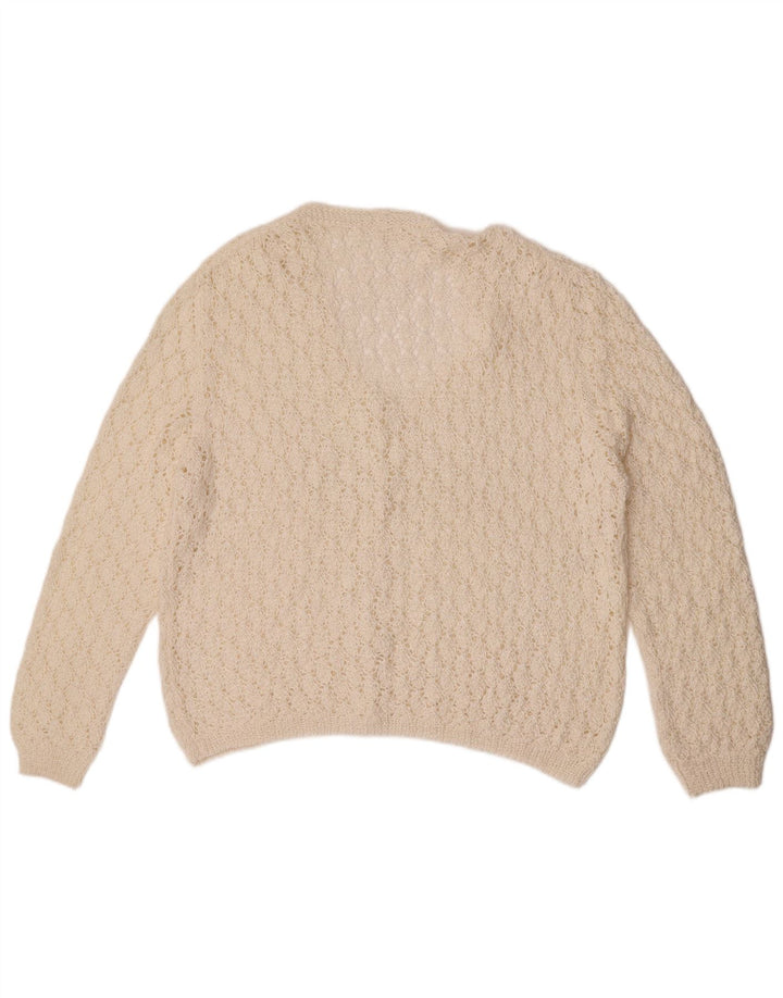 Sweter damski w stylu vintage, brytyjski 18 XL, biały