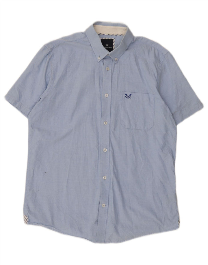 Crew Clothing Męska koszula z krótkim rękawem, średnioniebieska, bawełniana