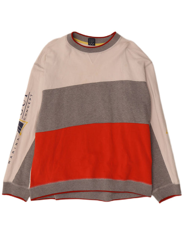 Męska bluza z grafiką Merit Cup 2XL Biała bawełna z blokami kolorów