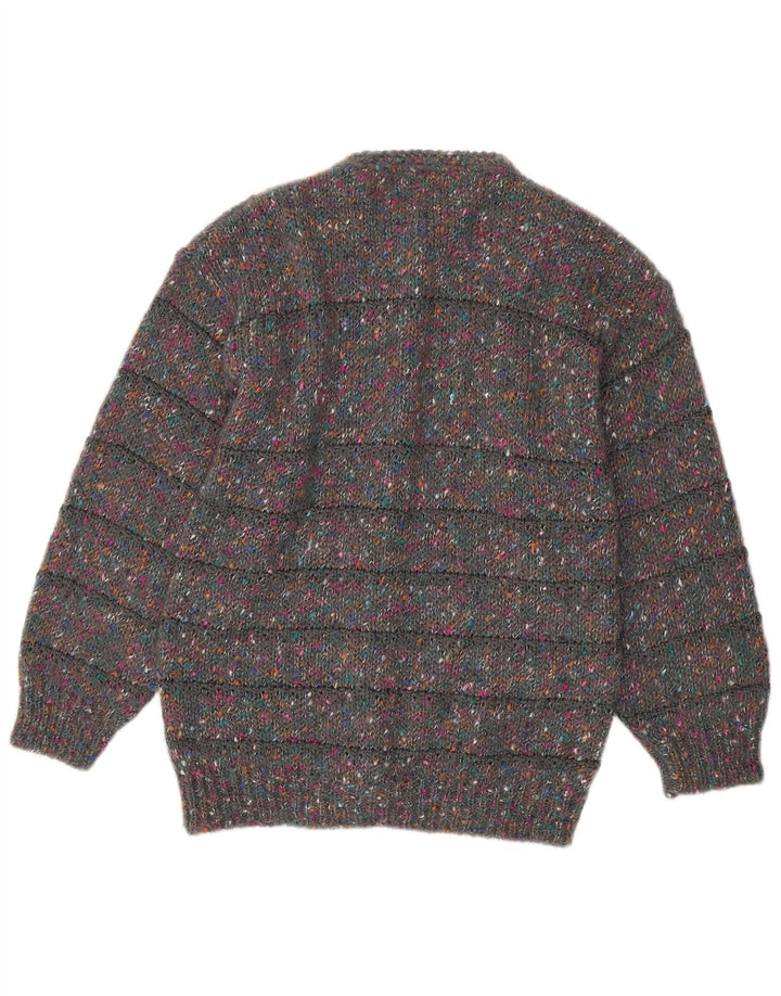 Sweter damski w stylu vintage, UK 16, duży, szary, wełniany