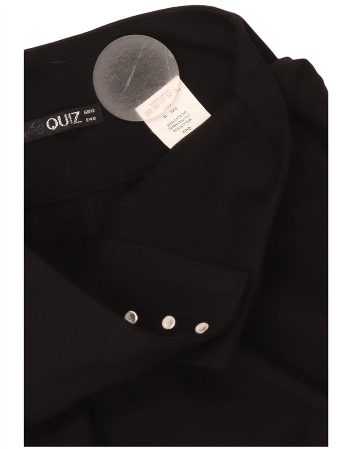 Wąskie spodnie damskie QUIZ z wysokim stanem UK 12 Medium W28 L28 czarne
