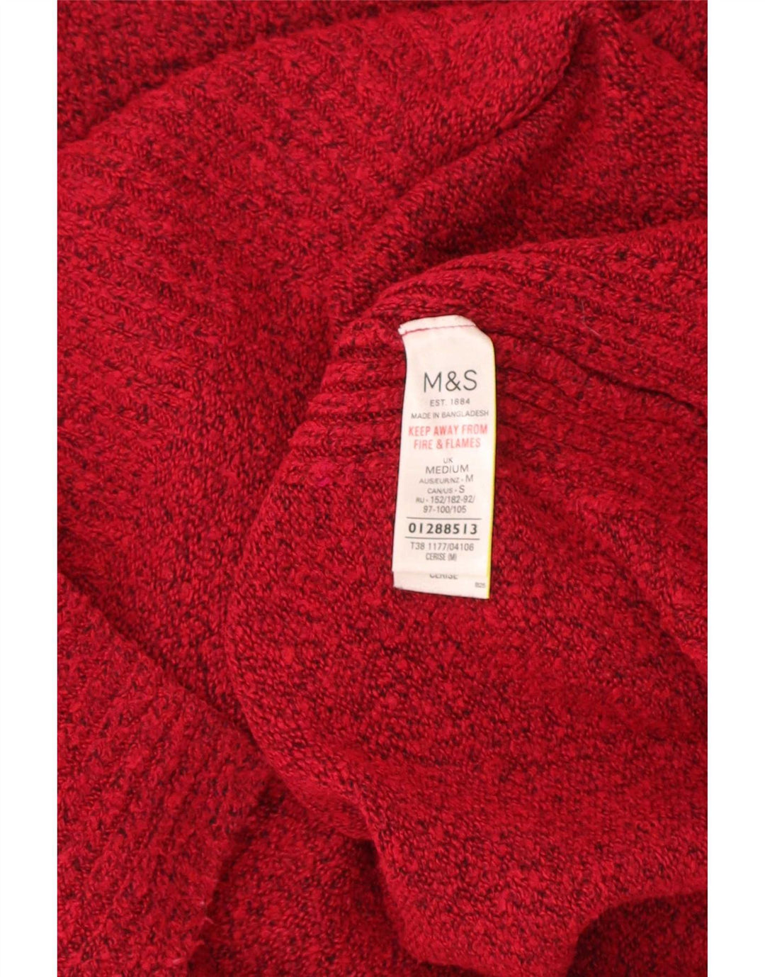 Marks & Spencer Damski sweter z dekoltem w łódkę, UK 14, średni, czerwony, nakrapiany