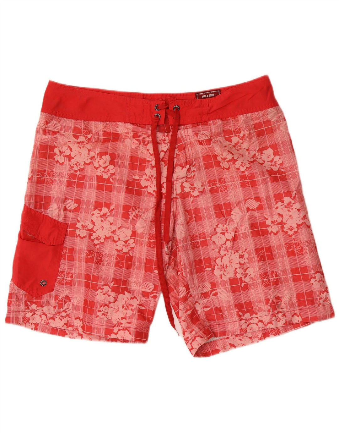 Męskie spodenki kąpielowe Jack & Jones, duży, czerwony, kwiatowy poliester