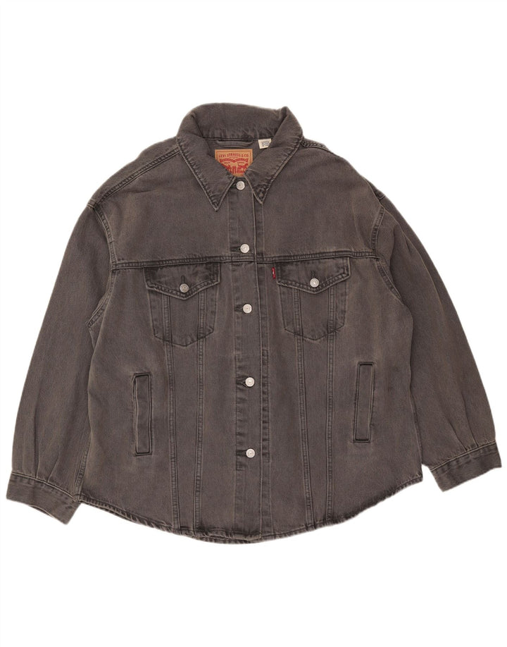 Damska kurtka dżinsowa Levi's Oversize UK 16, duża, szara, bawełniana