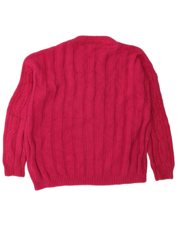 Marks & Spencer Damski sweter z dekoltem w łódkę, UK 14, duży, różowy, bawełniany