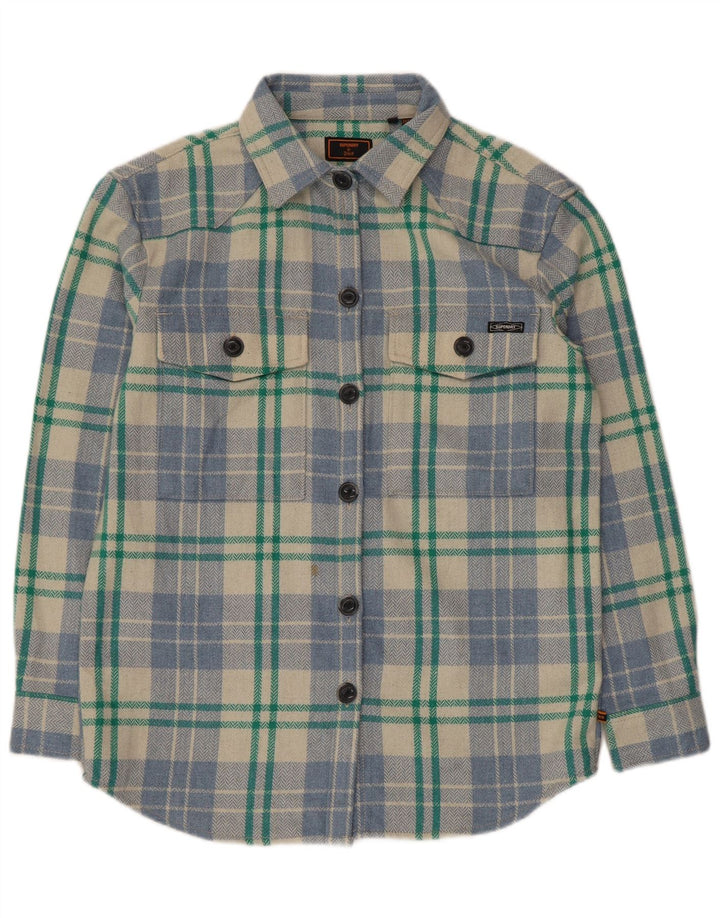 Damska koszula flanelowa oversize Superdry UK 10 w małą wielobarwną kratkę