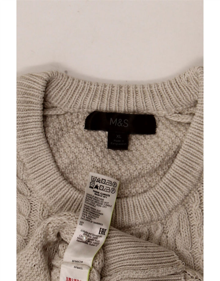 Marks & Spencer Męski sweter z okrągłym dekoltem XL, szary, poliester