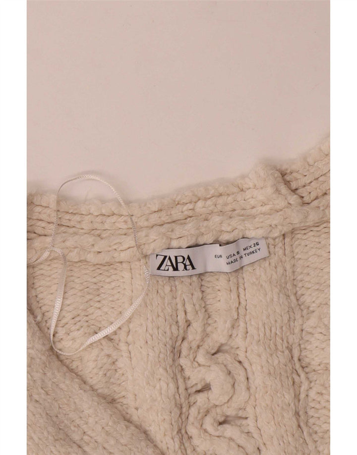 Damski sweter oversize Zara Crop Oversize UK 10 Small White Acryl