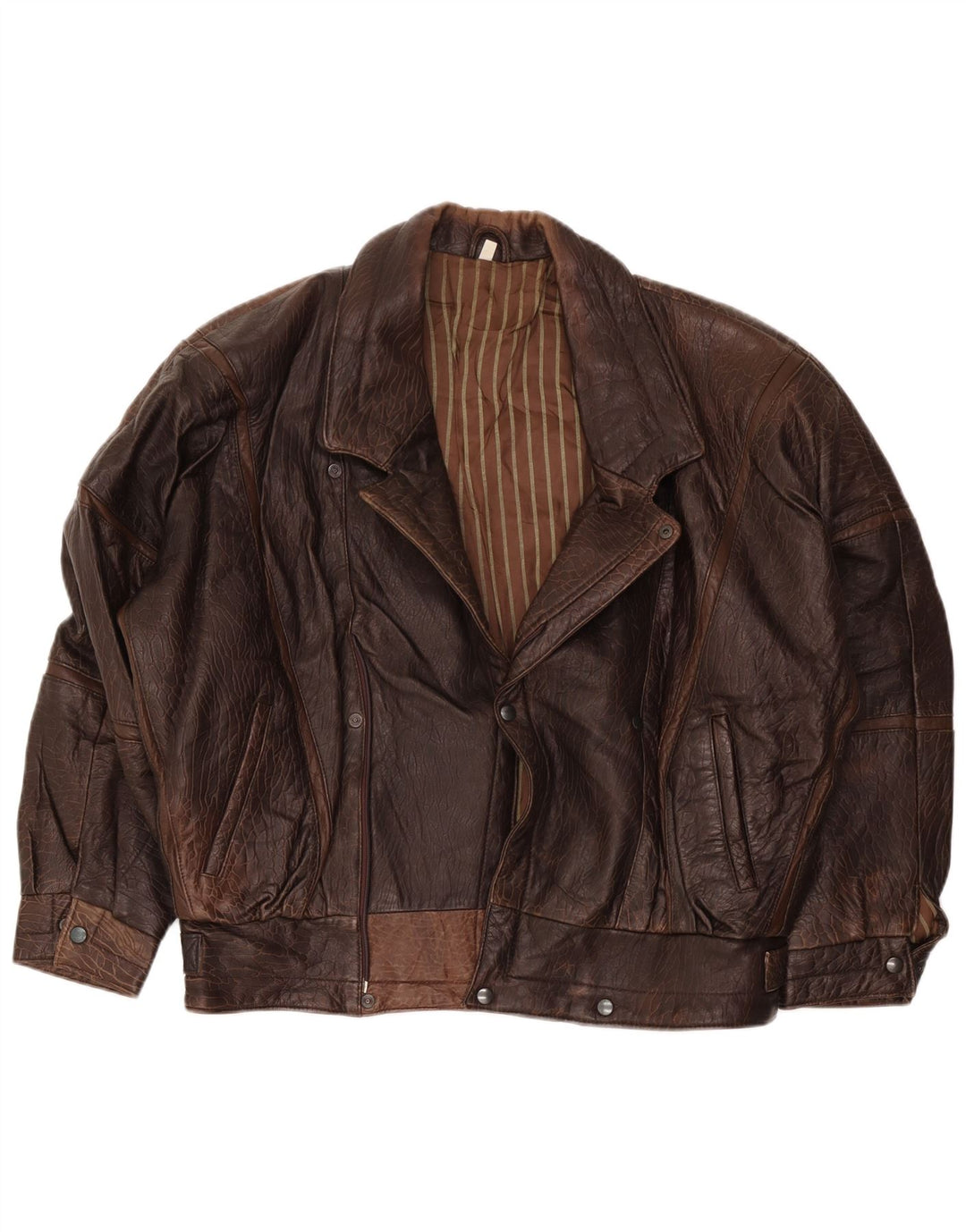 Vintage męska kurtka skórzana IT 52 XL brązowa