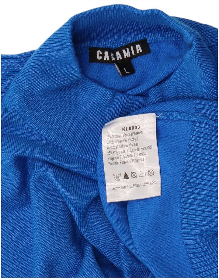 Damski sweter z golfem CASAMIA UK 16, duży, niebieski, wiskoza