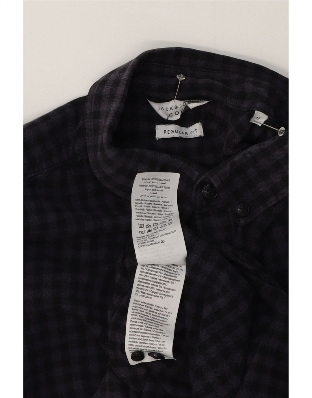 Koszula męska Jack & Jones z krótkim rękawem i regularnym krojem, mała, granatowa kratka