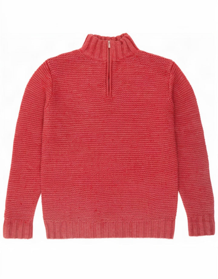 Męski sweter zapinany na zamek Egon Von Furstenberg, duży, czerwony, wełniany