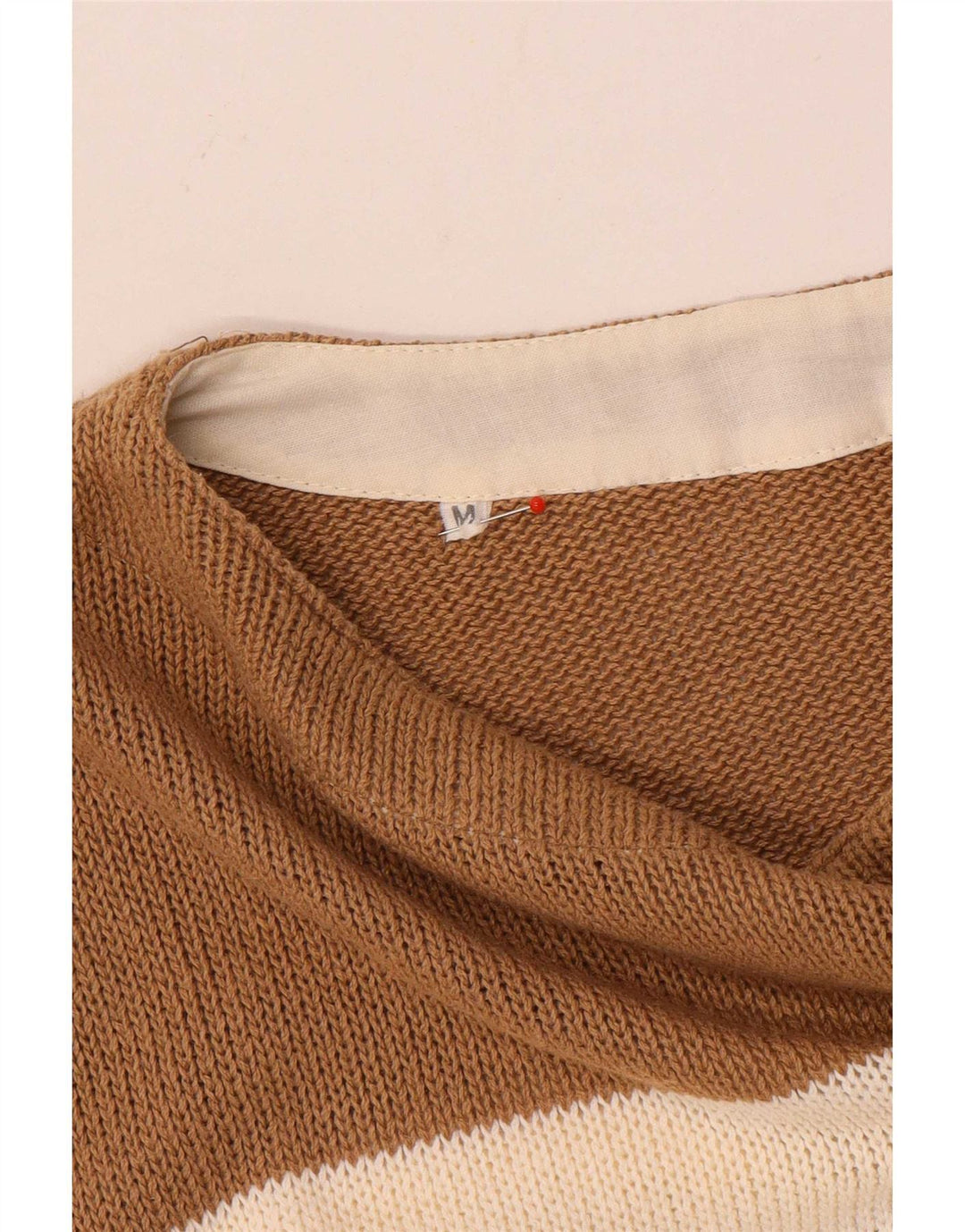 Męski sweter w stylu vintage z dekoltem w łódkę, w średnie brązowe paski