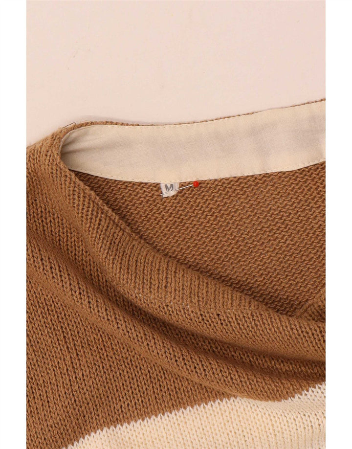 Męski sweter w stylu vintage z dekoltem w łódkę, w średnie brązowe paski