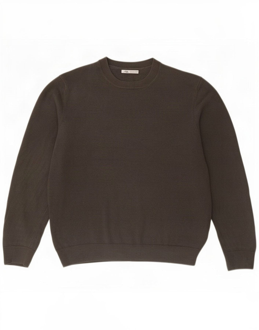 Męski sweter z okrągłym dekoltem Zara, duży, szary, lniany