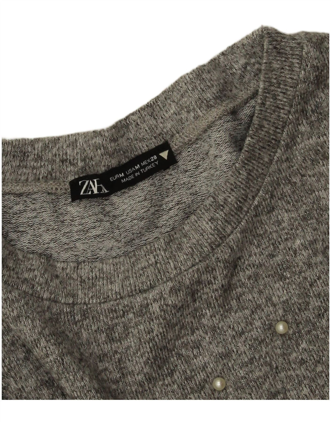 Damski sweter oversize Zara z okrągłym dekoltem UK 14, średni szary