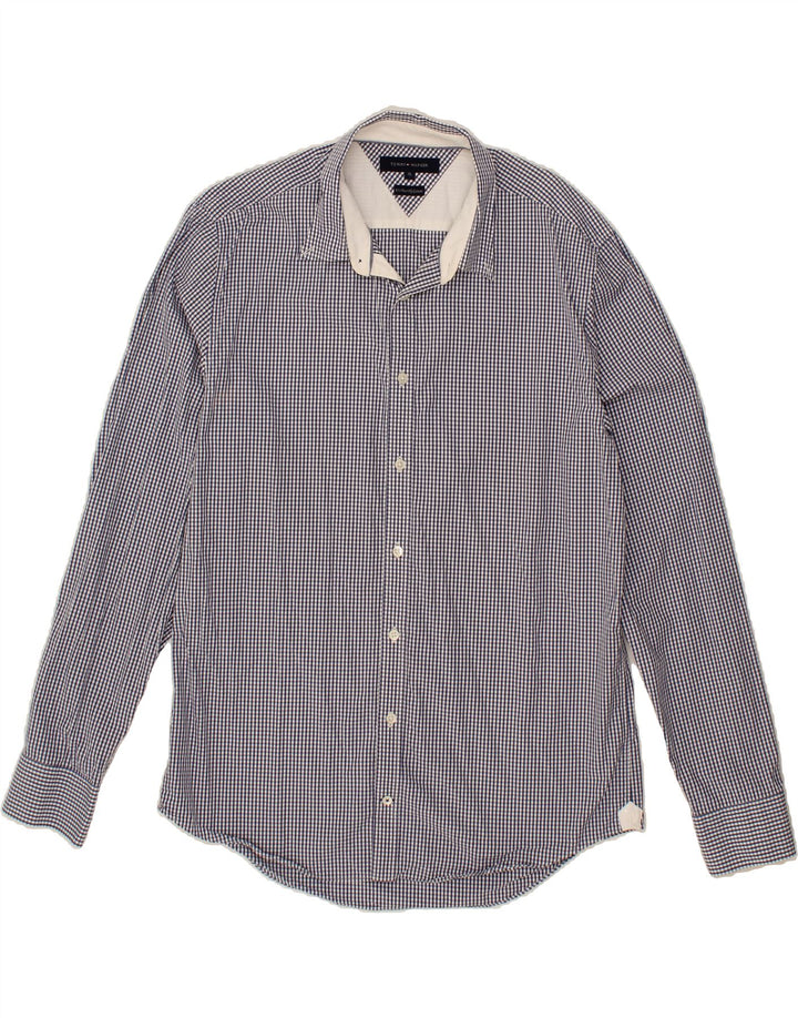 TOMMY HILFIGER Mens Shirt XL Navy Blue Gingham Cotton Vintage Tommy Hilfiger and Second-Hand Tommy Hilfiger from Messina Hembry 