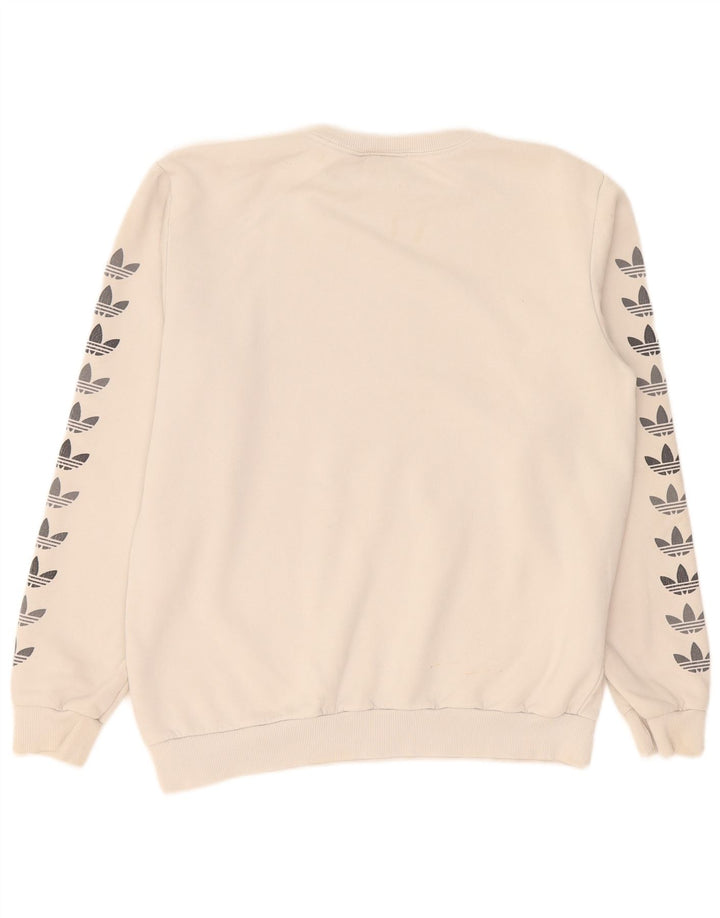 Męska bluza Adidas z grafiką, średnia beżowa bawełna