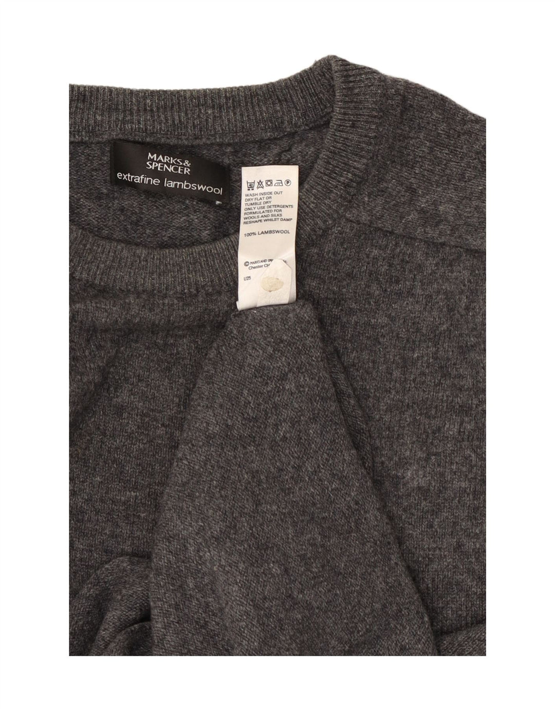 Marks & Spencer Męski sweter z okrągłym dekoltem XL, szara wełna
