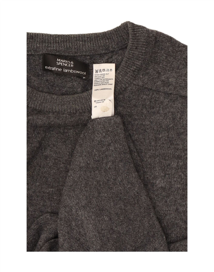 Marks & Spencer Męski sweter z okrągłym dekoltem XL, szara wełna